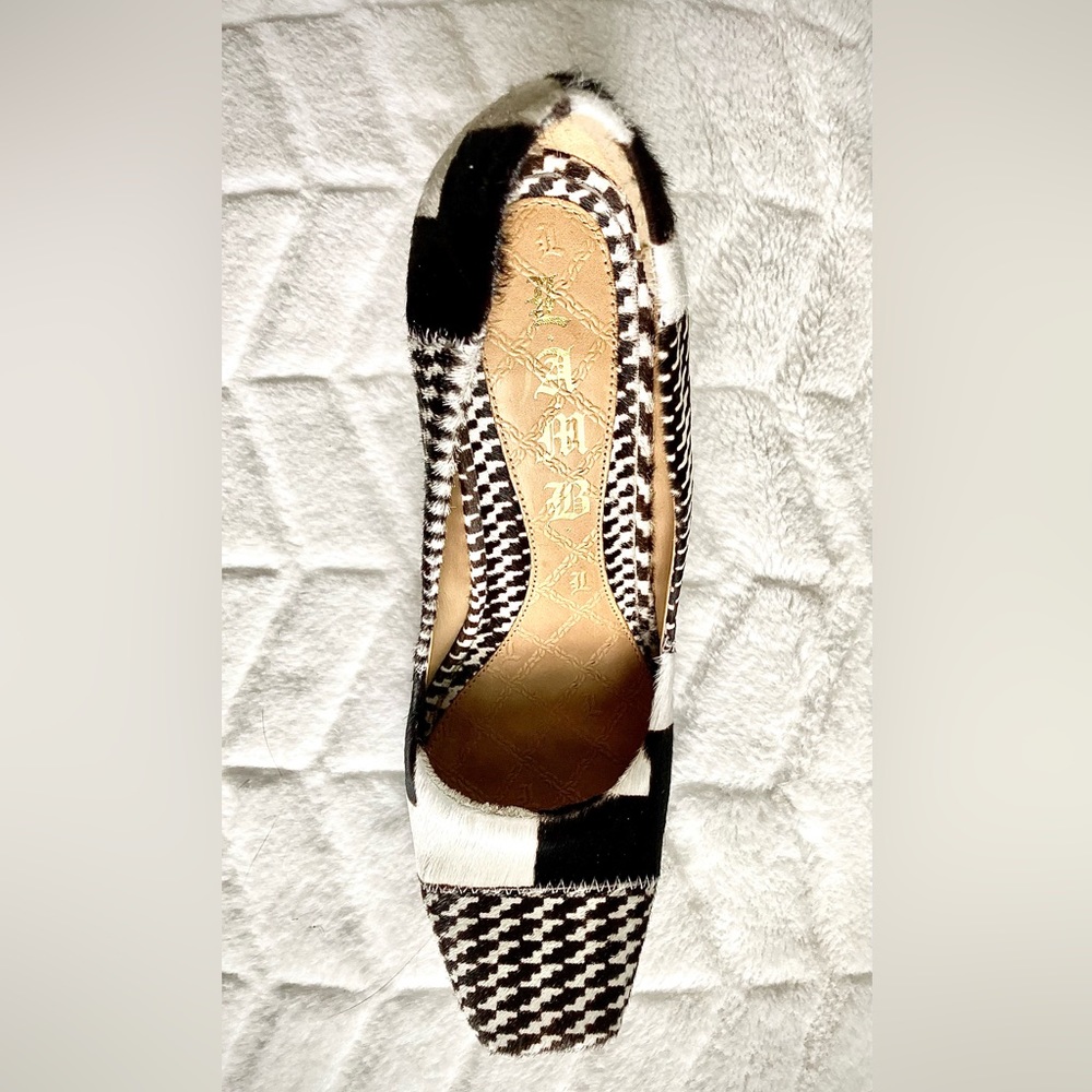 L.A.M.B Houndstooth Juva Calf Hair platform Heels, ORG Box&Dust bag! - Picture 12 of 16